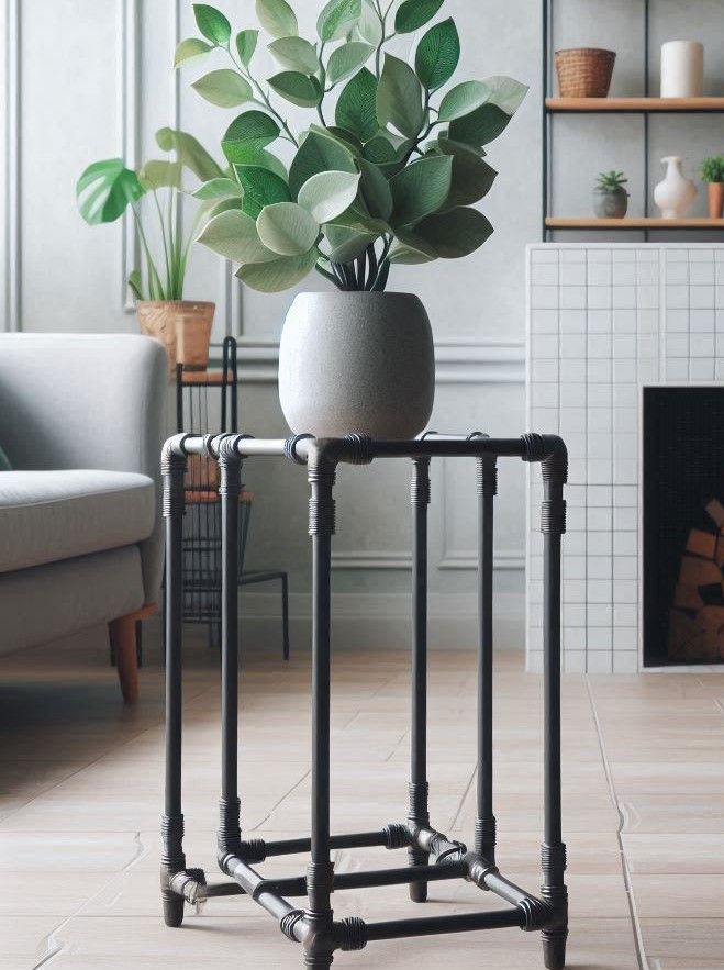 Plant stand made of industrial pipe