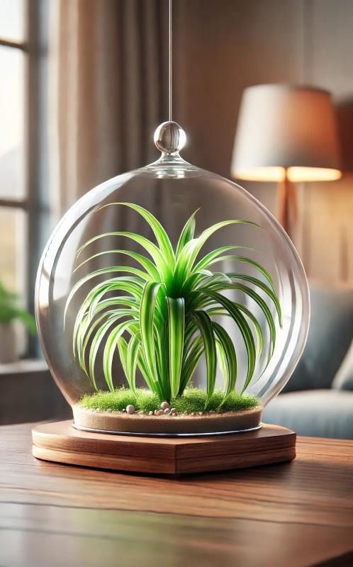 Spider plants in terrarium